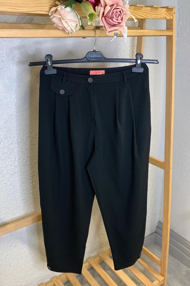 PİLE DETAYLI JOGGER PANTOLON SİYAH